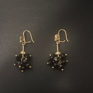 New Gold and Black Faceted Drop Earrings - Women Jewelry